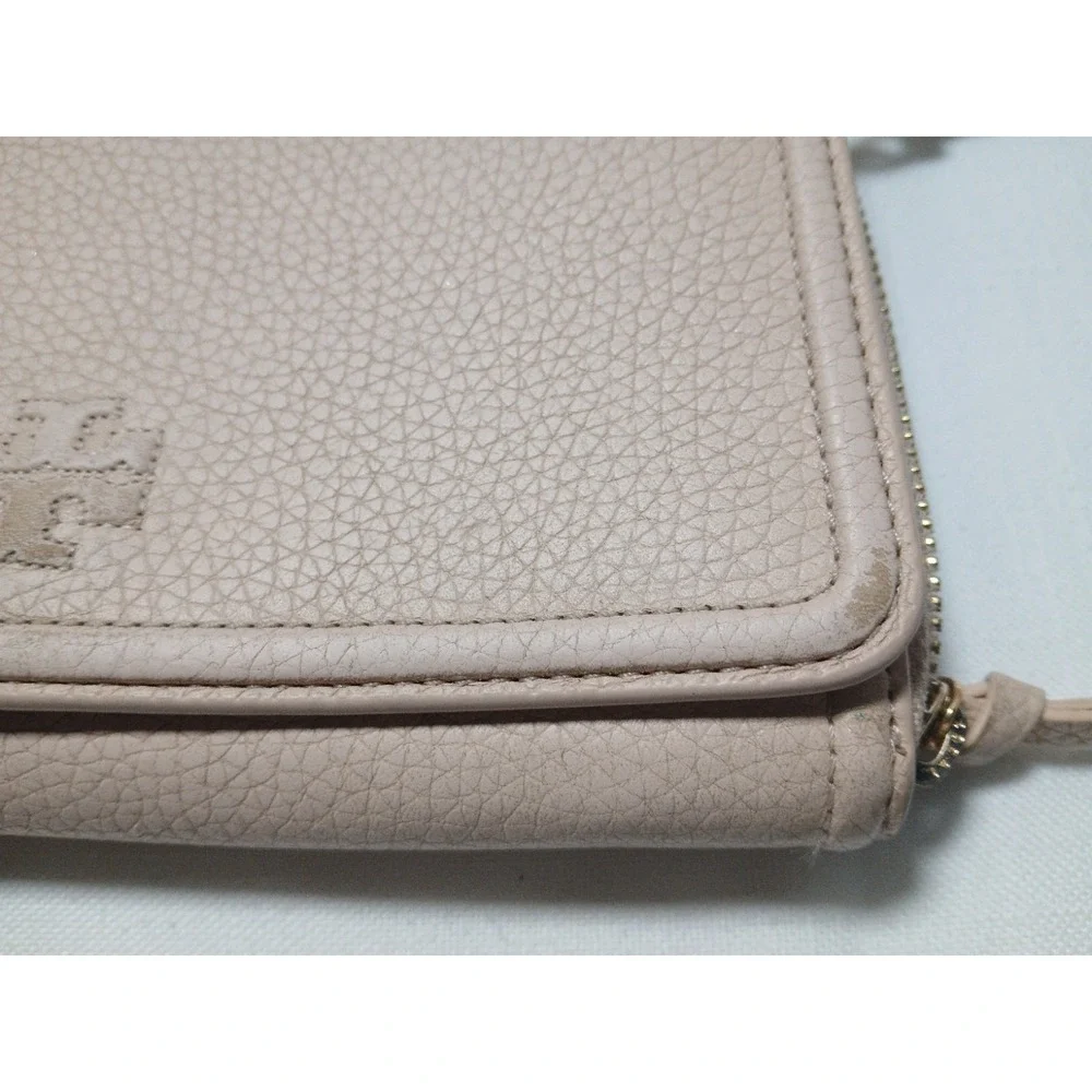 Tory Burch Thea Flat Wallet Crossbody Pebbled Leather Sweet Melon Bag